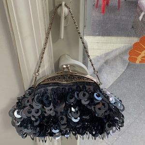 Blue Beaded Small Handbag